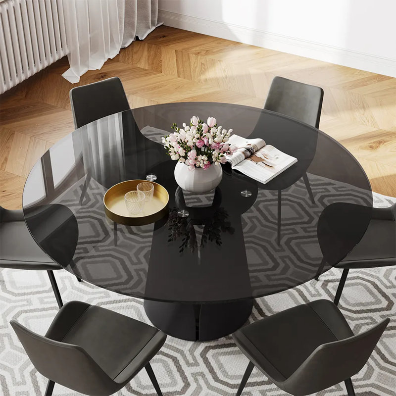 Table de salle à manger Suzzie, Noir, Gris, H 29,53 po x L 59,06 po x l 59,06 po