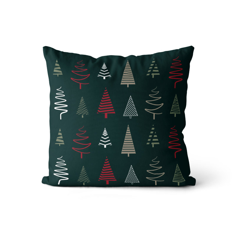 Coussin décoratif floral pour arbre de noël Jeremiah, Rouge / Vert