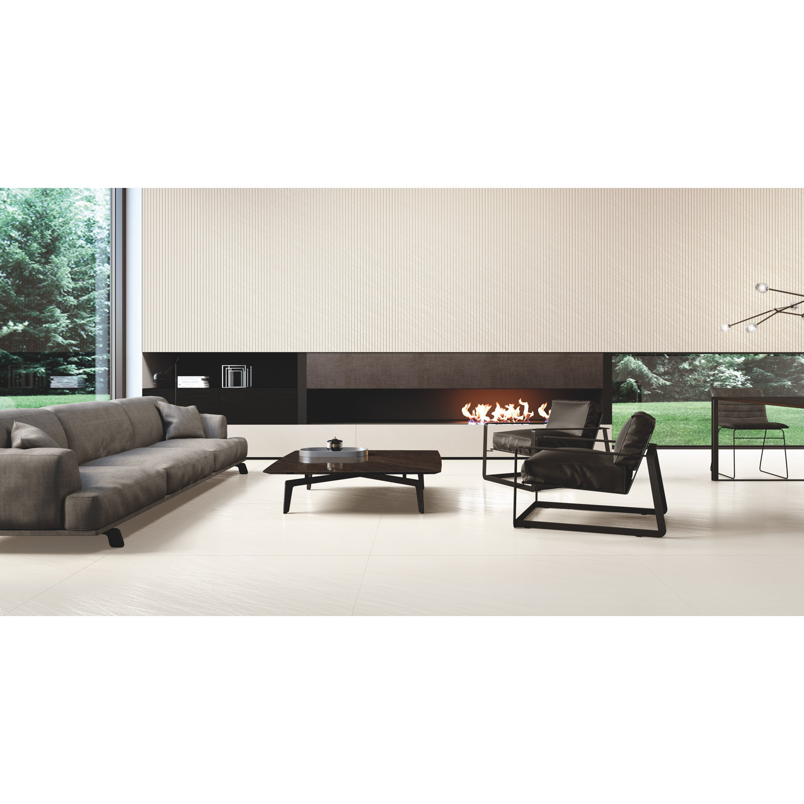 24" x 47" Porcelain Metal Look Tile, Pearl