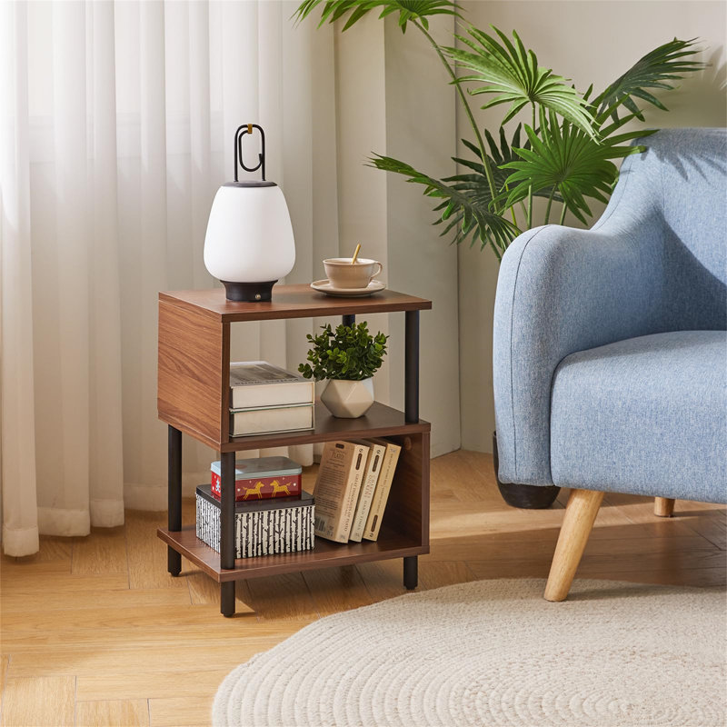 End Table, Black, Dark Brown Wood