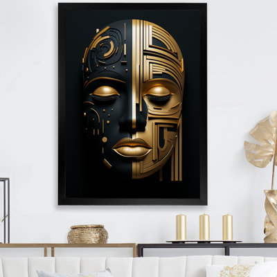 Celestical Gold And Black Woman Portrait I - Fashion Canvas Art