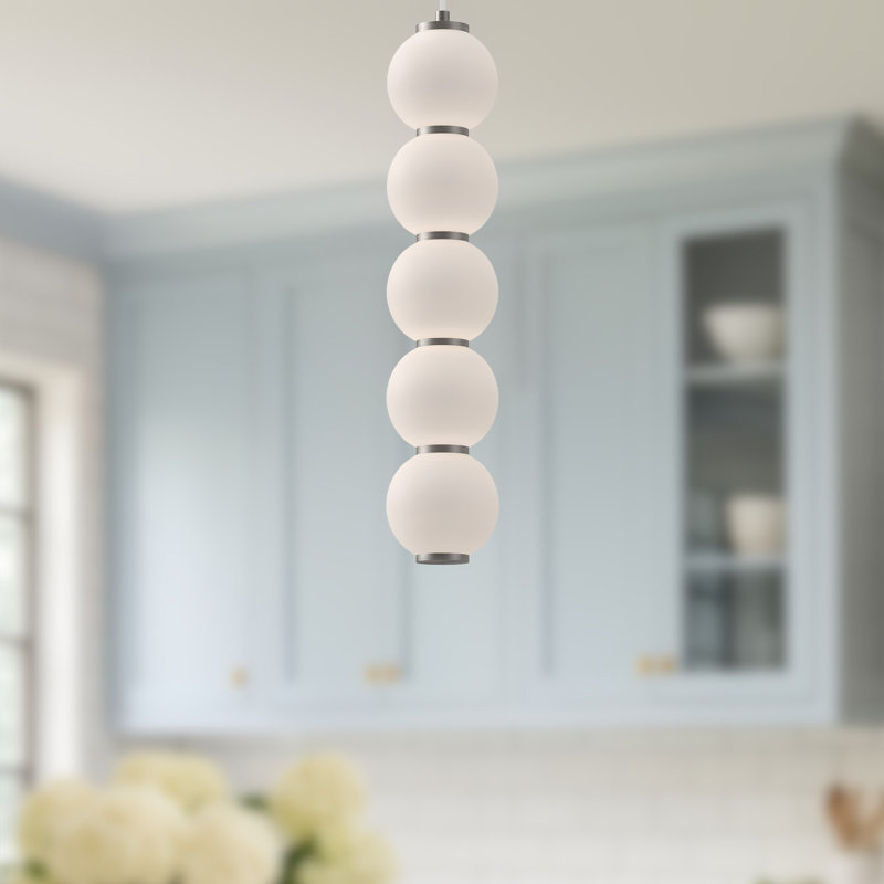 Queenstown Light Glass Steel Pendant, Brushed Nickel, 21.25" H x 4.375" W x 4.375" D