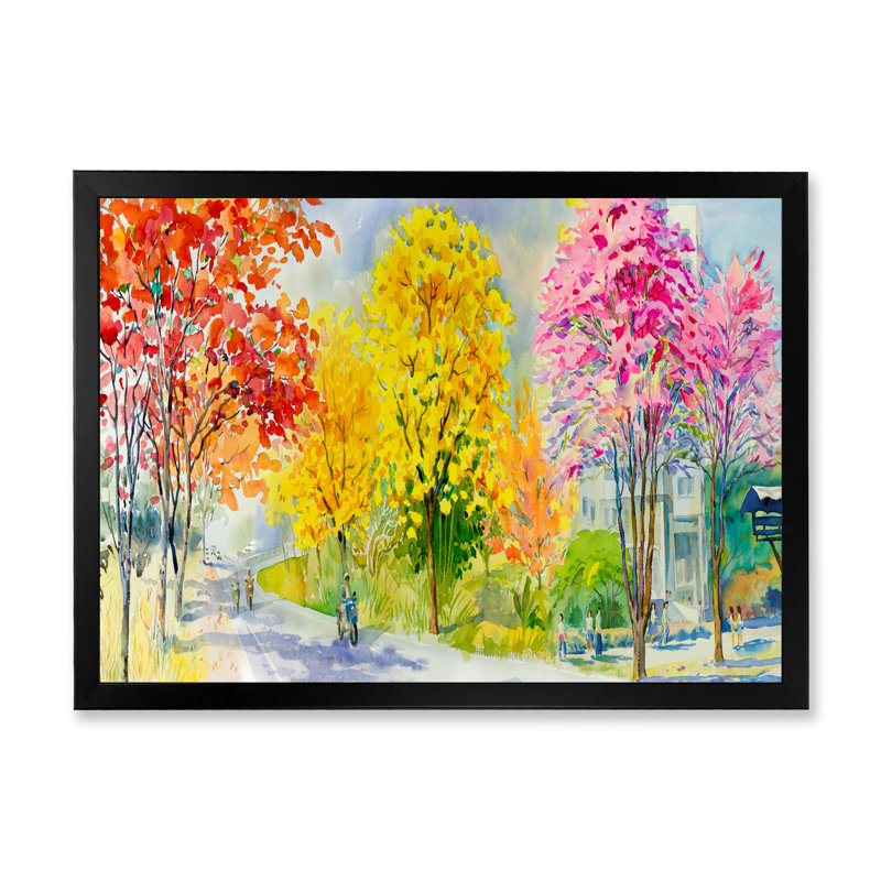 «Path To Four Season Trees», reproduction encadrée sur toile, H 12 po x l 20 po x P 1 po, Cadre noir