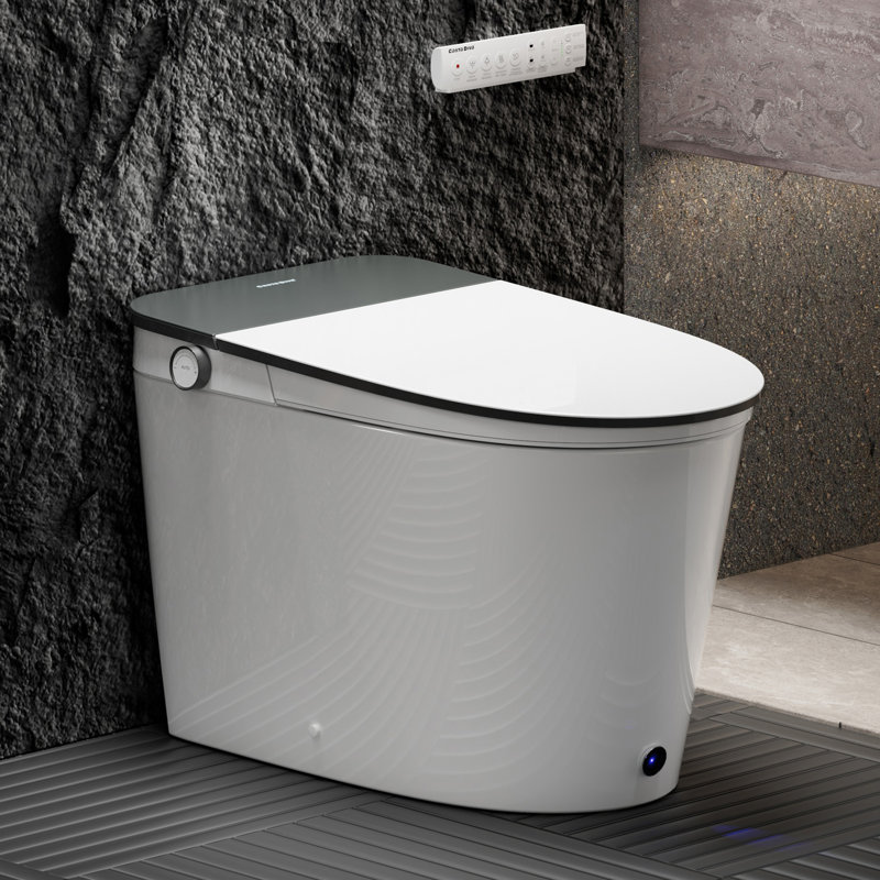Toilette de luxe intelligente avec micro-gravité, couvercle à ouverture et fermeture automatique, bouclier en mousse, désinfection UFB avancée, chasse d'eau mains libres, siège chauffant plus large, laveuse et sécheuse à eau chaude