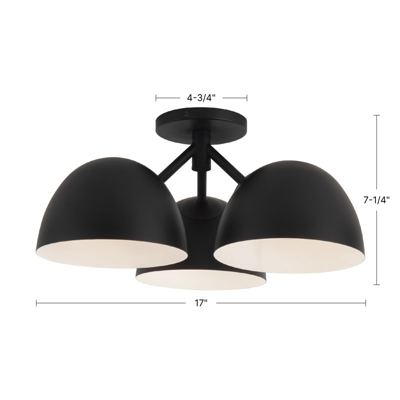 Fosso 17-in Gold Semi-Flush Mount, Matte Black