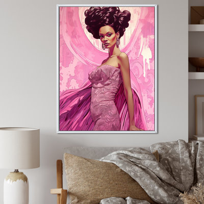 " Retro Fashion Glam Model In Pink Magenta I "