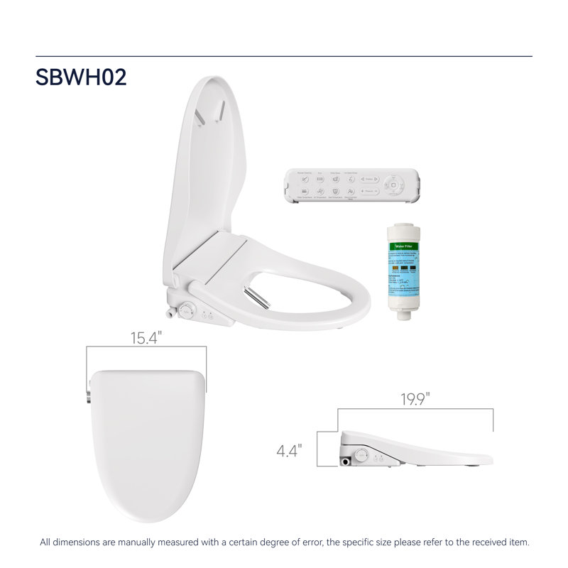 Siège de toilette Smart Bidet avec poignée latérale Siège chauffant réglable avec réglage de la température et de la pression de l'eau Bidet portatif avec nettoyage automatique des buses et couvercle à capteur ouvert