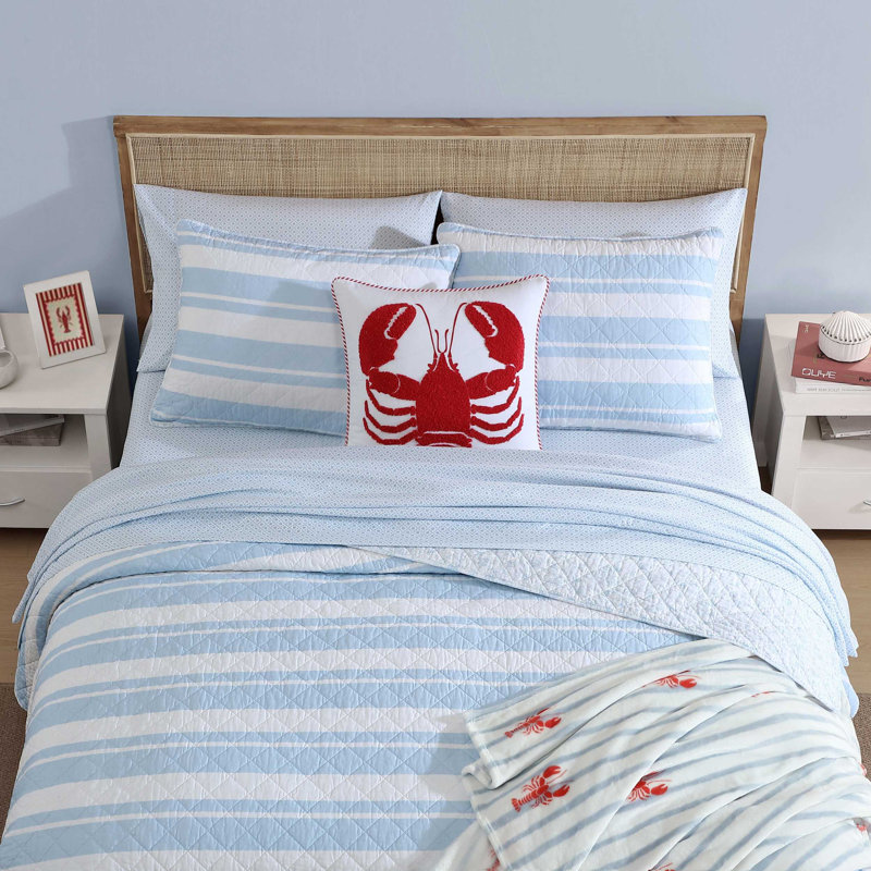 Ensemble de courtepointe réversible en coton Nautica, Courtepointe pour lit simple + 1 taie décorative 