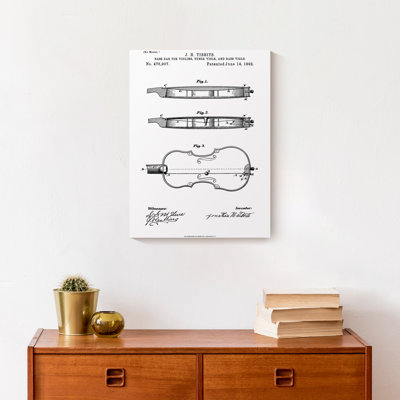 «Vintage Violin Brevet», impression sur toile