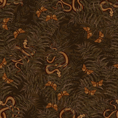 Brown Snake Wallpaper Dark Forest Wall Mural Vintage Botanical Peel and Stick Wall Decor
