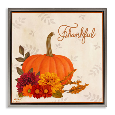 «Thankful Pumpkin & Florals», art mural sur toile par Mardell Schuster