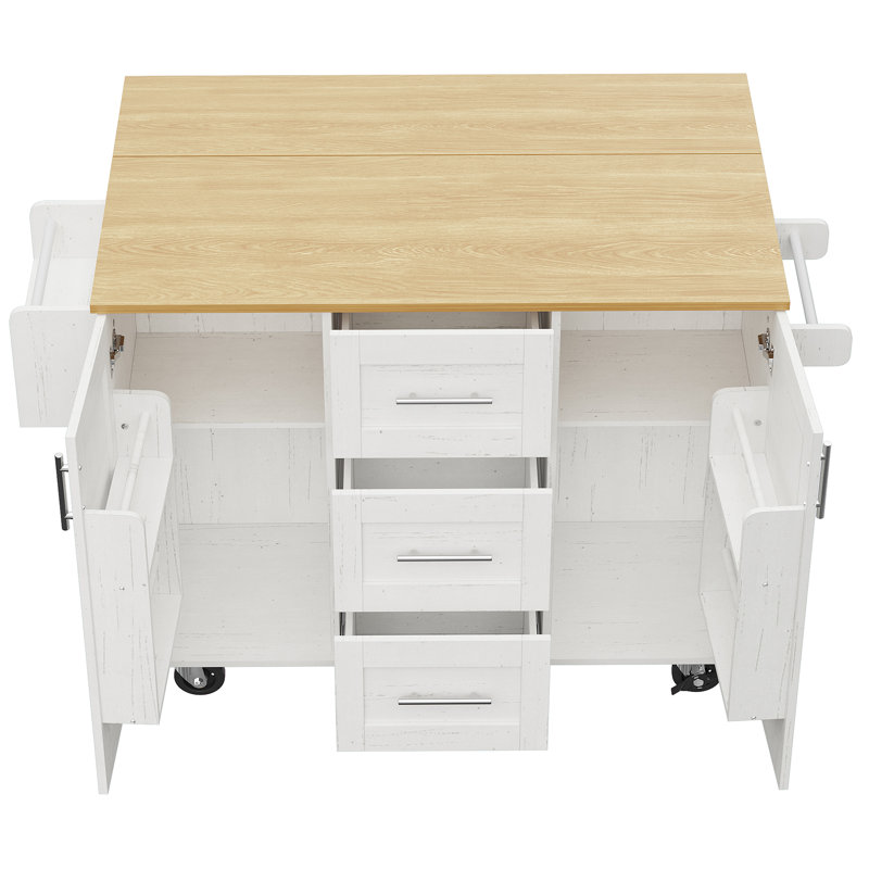 Wood Kitchen Island, White