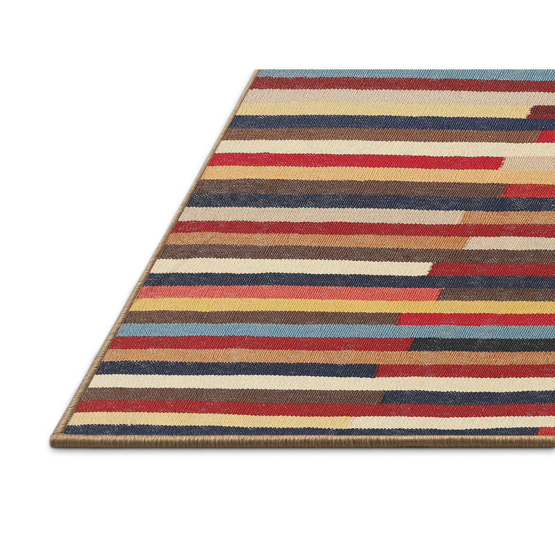 Tapis contemporain rouge / vert Loda, Rectangle 2 pi x 5 pi