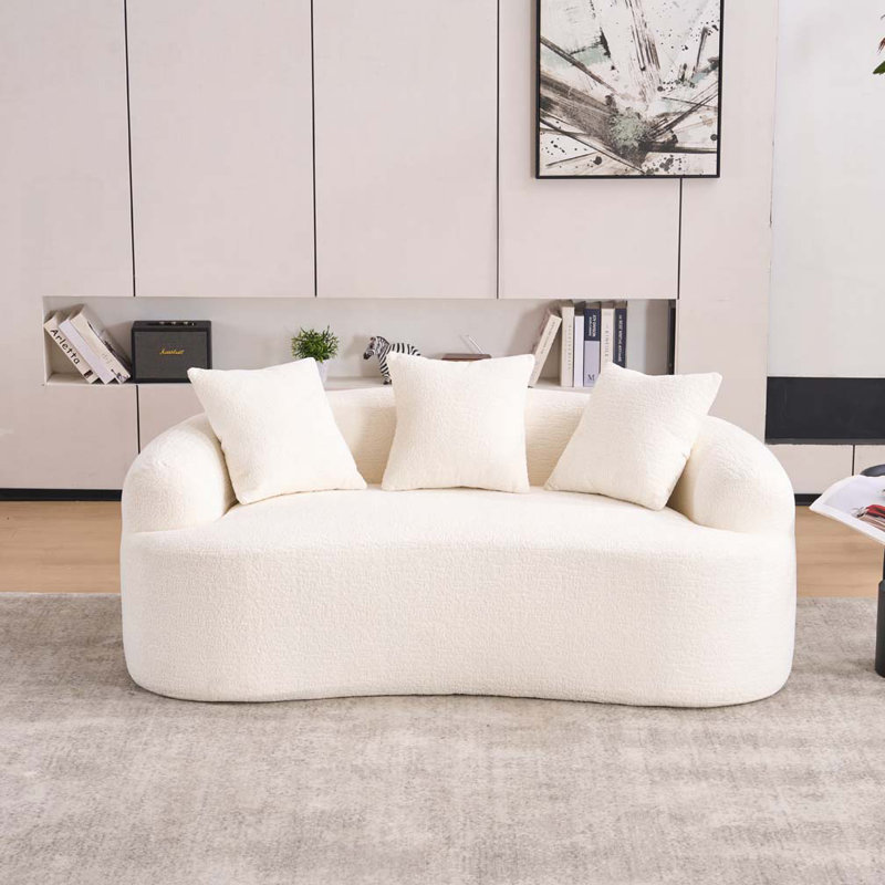 Canapé courbé en chenille, sans assemblage, Blanc