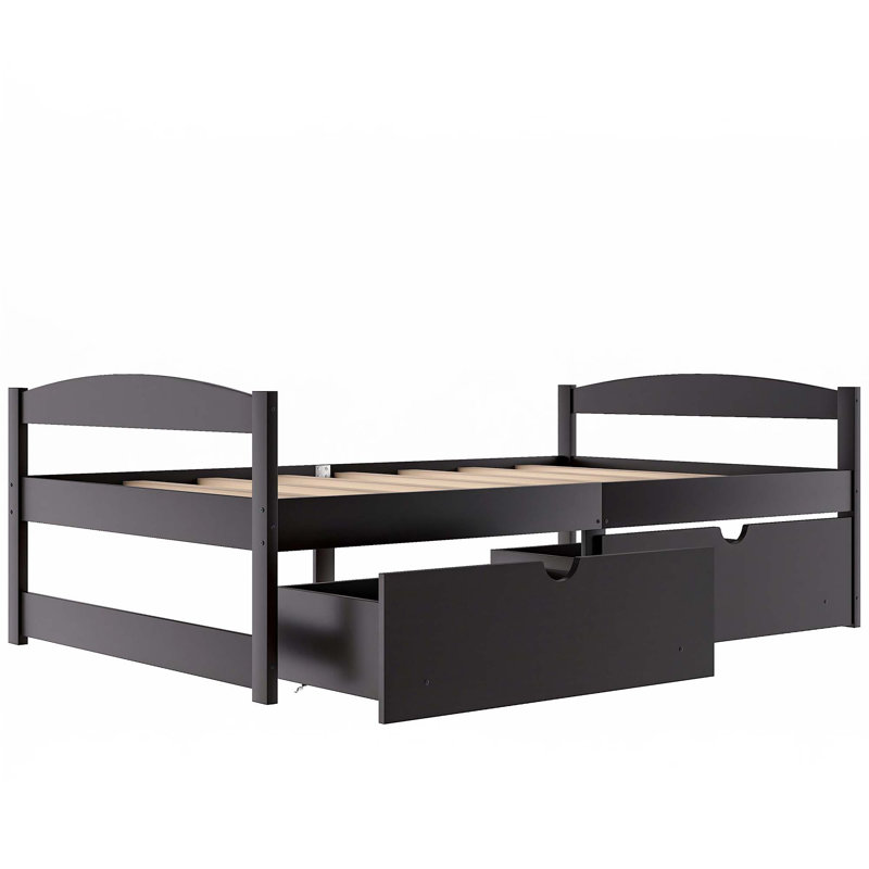Lit plateforme simple avec deux tiroirs, Espresso