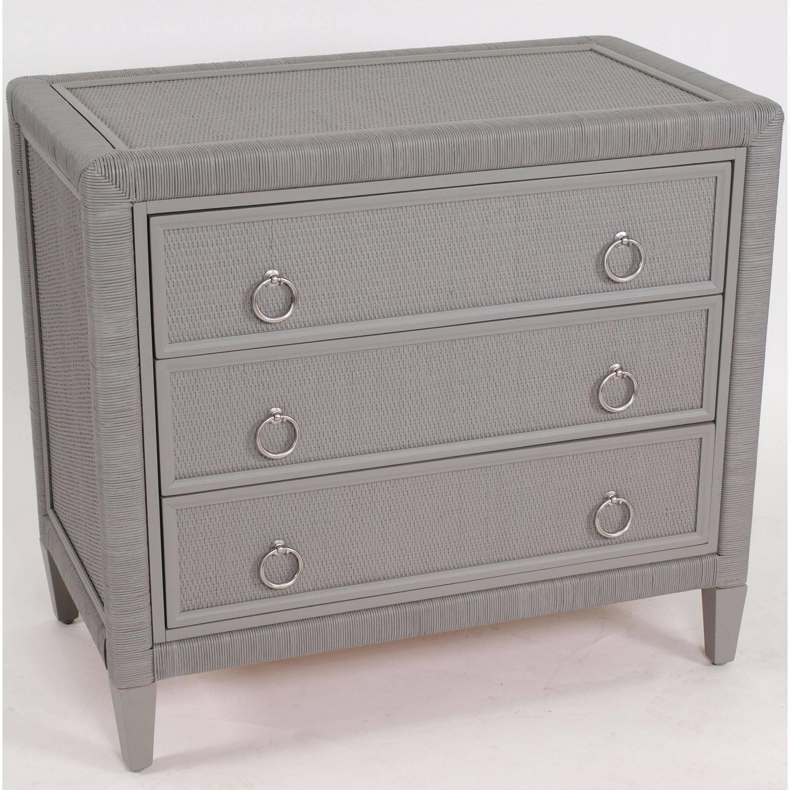 Warwick 36" Wicker Dresser, Graystone, Satin Nickel