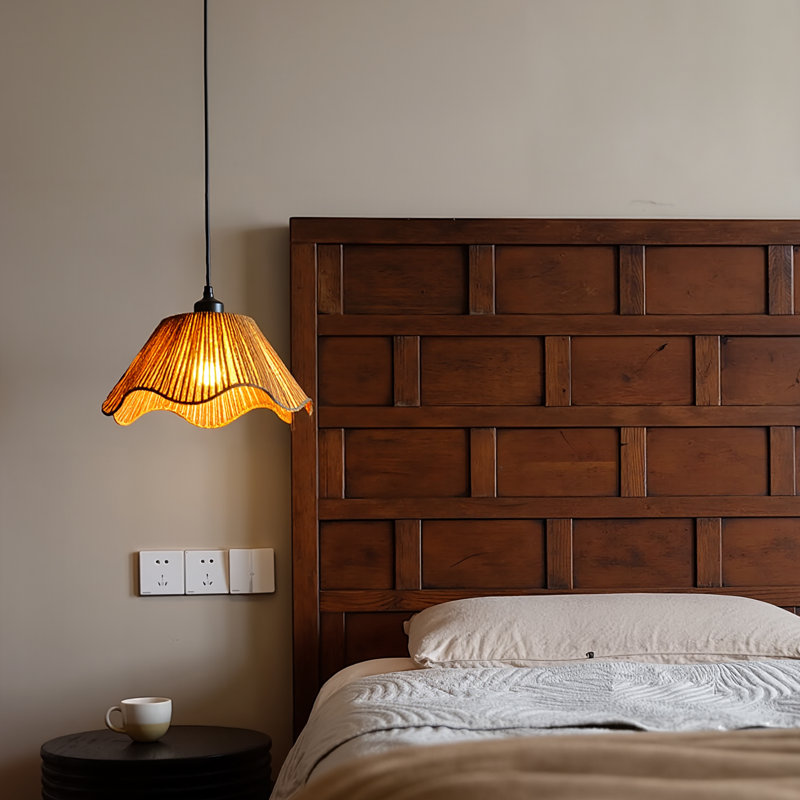 1-Light Pendant Light Flower Hemp Rope