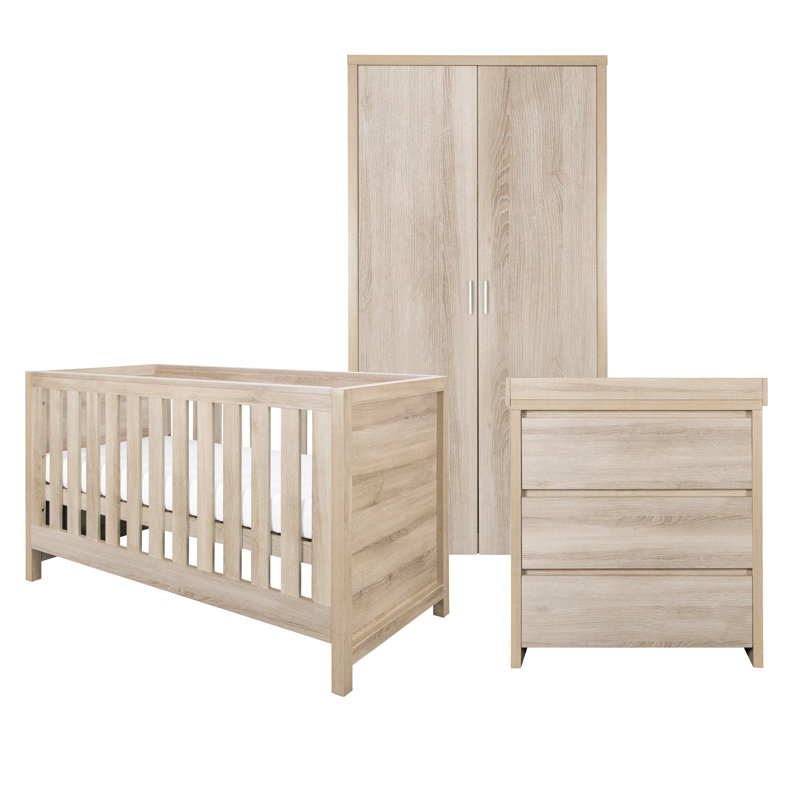 Tutti Bambini Modena 3-Piece Nursery Furniture Room Set, Oak
