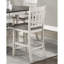 2Pc Counter Height Chairs In Antique White Finish - Upholstered Brown Seat For Soft Eating Style Dining Spot
