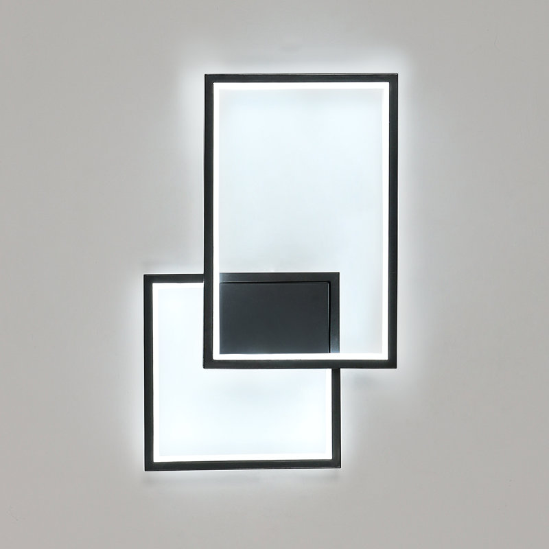 Simple 27cm Square Aluminum Wall Lamp Black