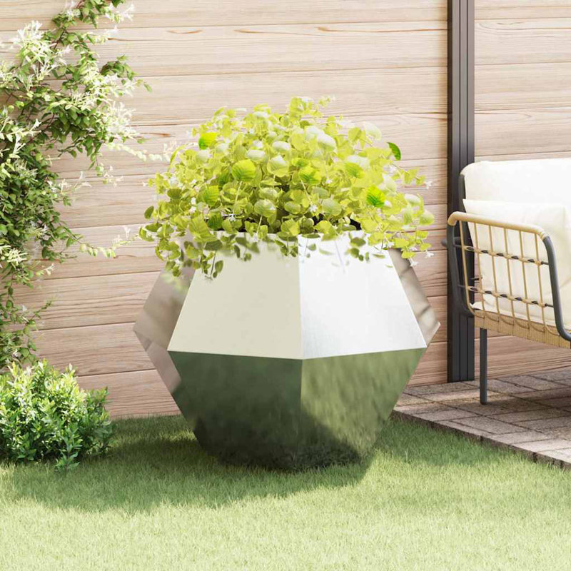  Planter Silver Stainless Steel, 80cm H x 100cm W x 100cm D