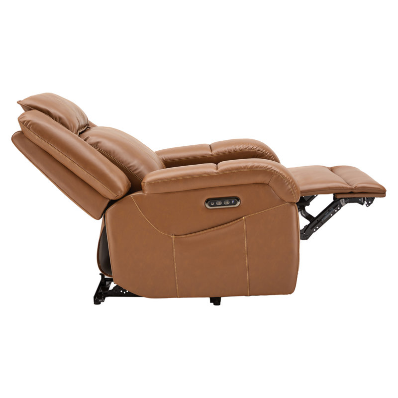 Zero zero clearence recliner  Power Recliner With Dual Motor Adjustable Headrest, Scratch-Resistant Faux Leather, USB Charging, Brown