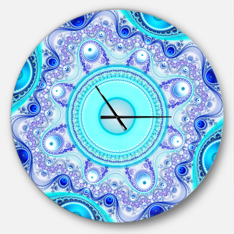 Turquoise ondulé courbes et cercles - horloge murale moderne, Surdimensionné