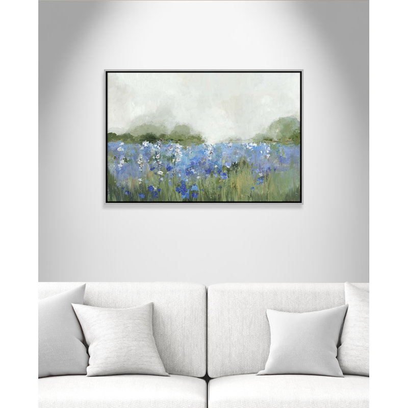 Meadows Bluebells Field by Allison Pearce, Silver Framed, 25.5" H x 37.5" W x 2" D