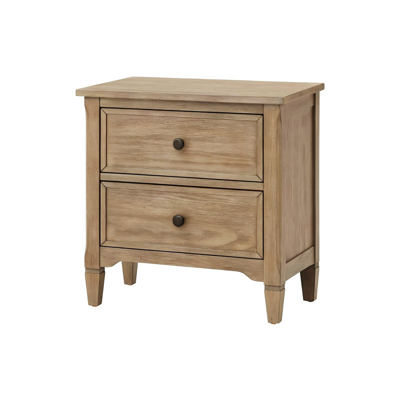 2-Drawer Nightstand With Round Pull Knobs