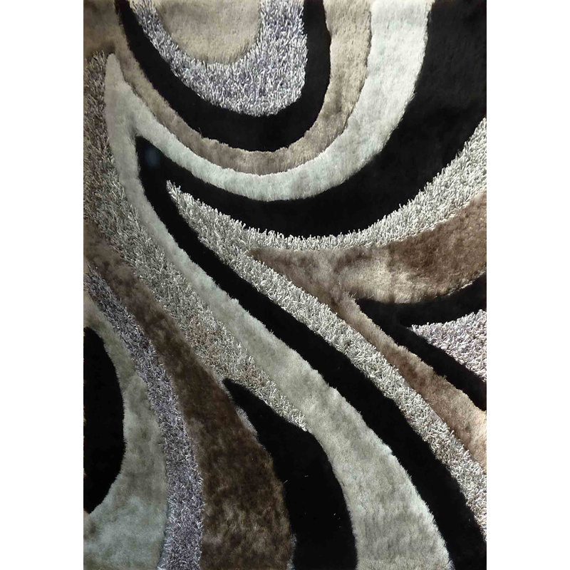 Tapis noir / gris / brun clair Lonan, Rectangle 5 pi x 7 pi
