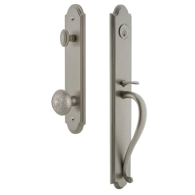 Arc Handleset with Single Cylinder Deadbolt and Windsor Door Knob and Rosette