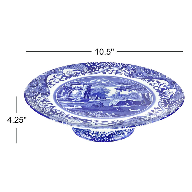 Spode Blue Italian Footed Cake Plate 10.5"