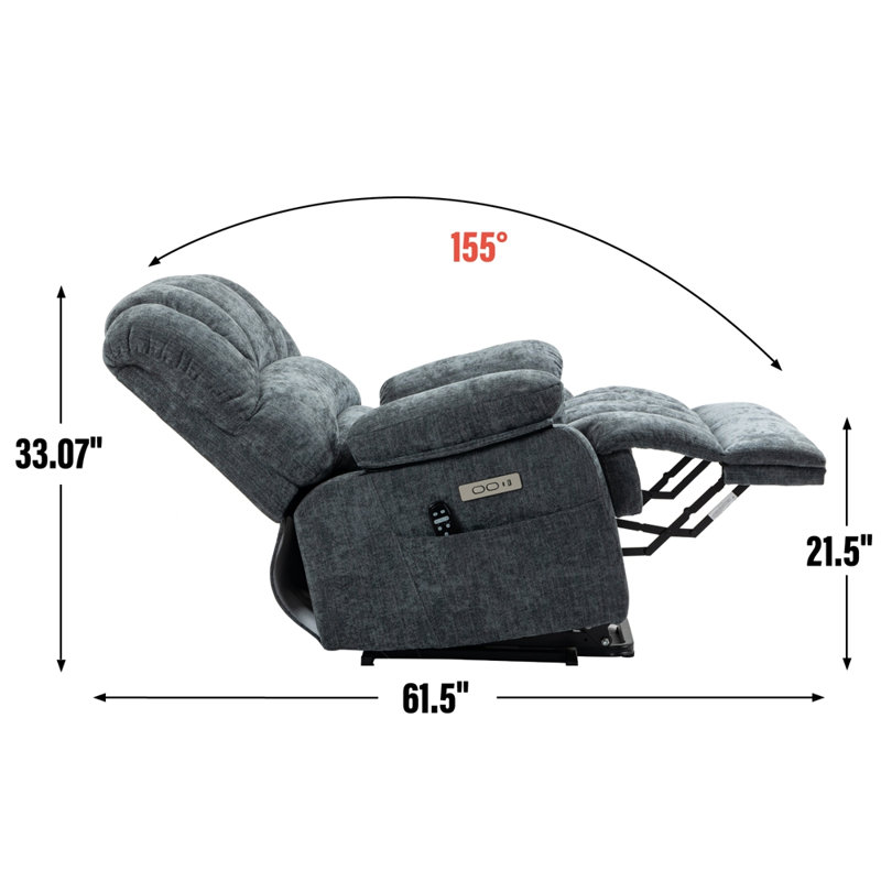 Fauteuil inclinable électrique en chenille de 23 po de large et à dossier haut avec massage par vibration à 8 points et chauffage lombaire