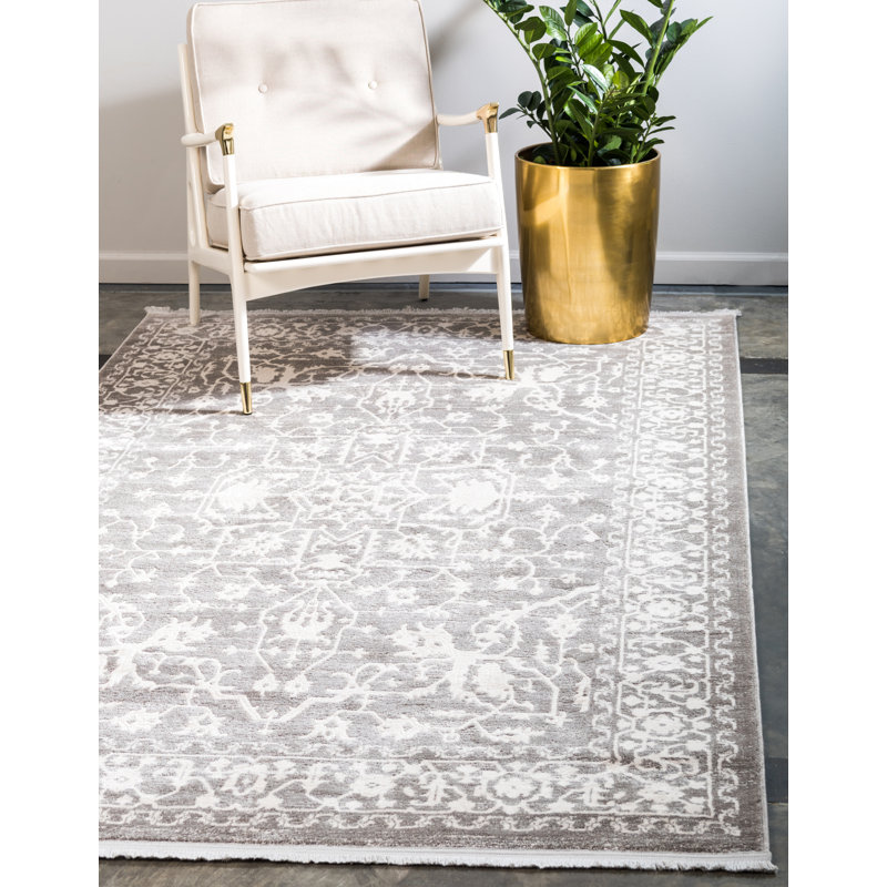 Folkeste Oriental Area Rug, Rectangle 4'1" x 6'1", Gray