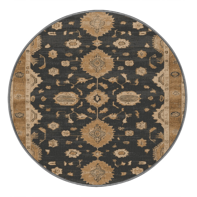 Tapis brun lavable à la machine, Rond 3 pi