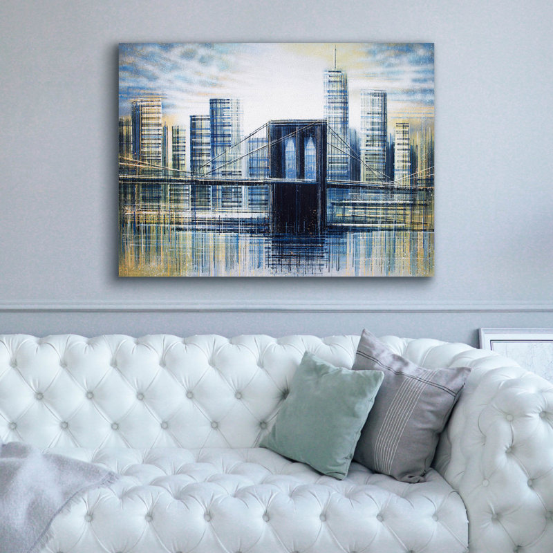 «Brooklyn Bridge At Dusk» par Marc Todd, H 40 po x l 54 po x P 1,5 po