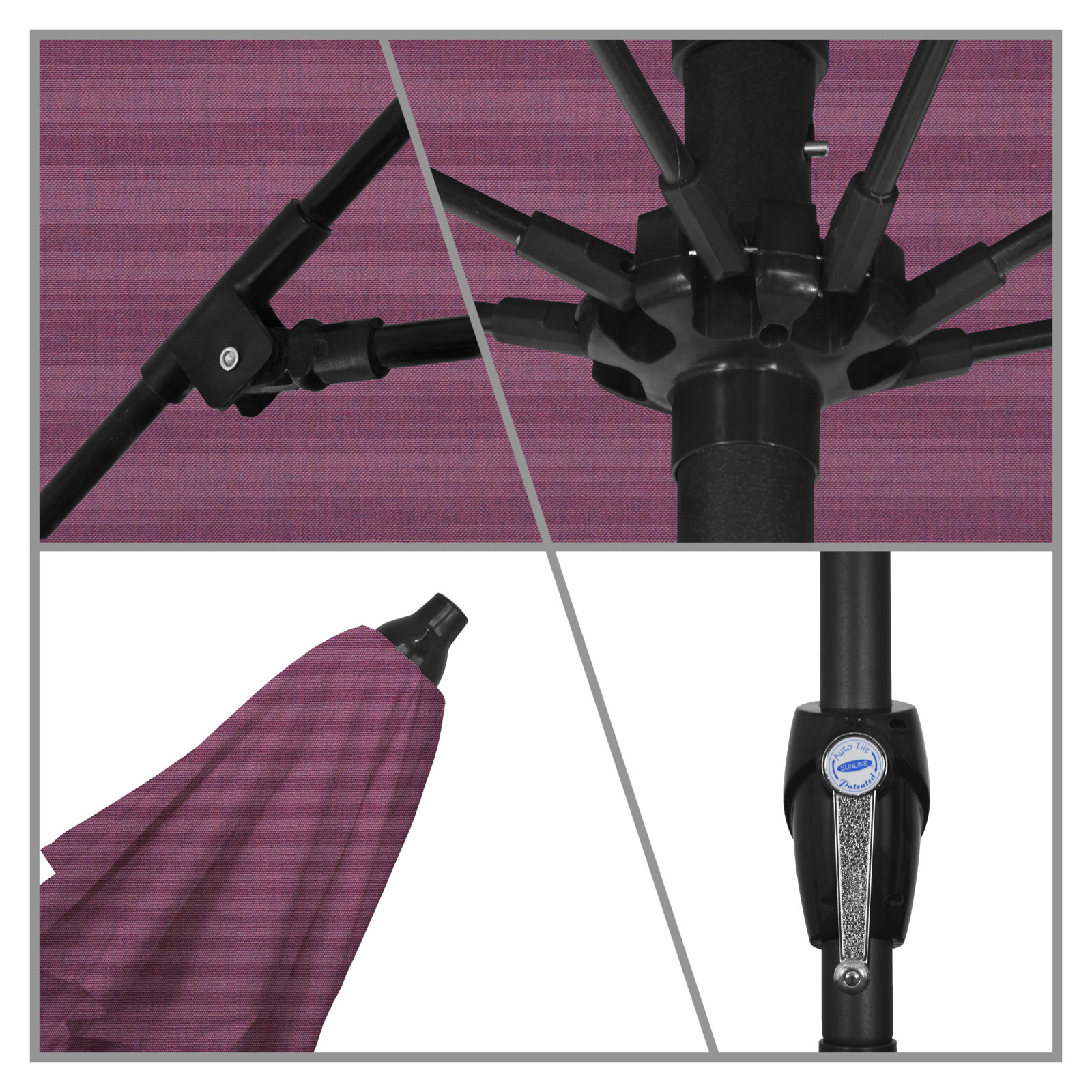 Gino 7.2' Sunbrella® Umbrella, Iris Sunbrella®, 94"H x 86.3"W x 86.3"D