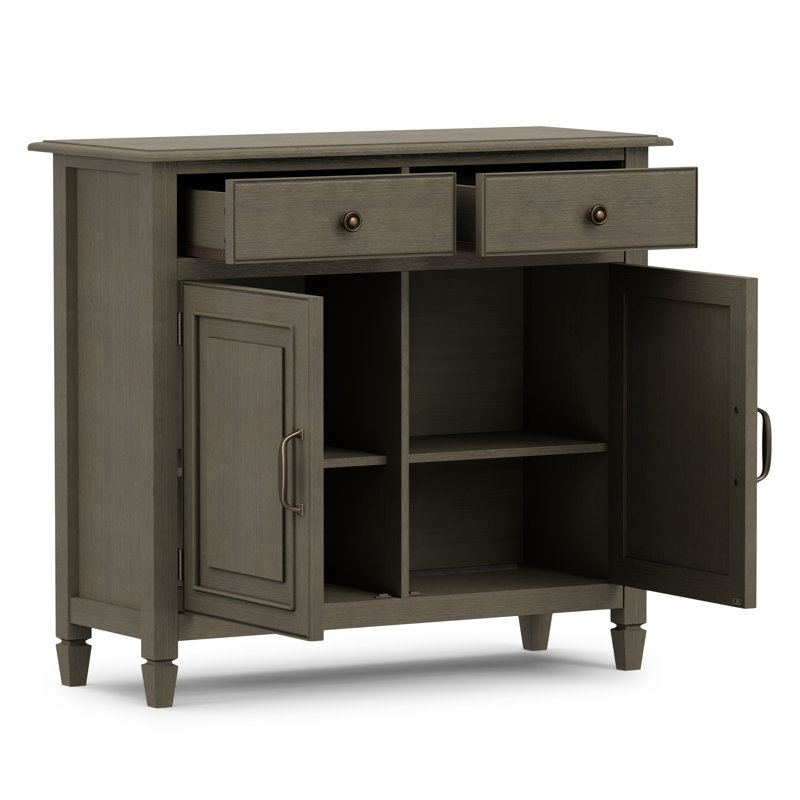 Connaught 40"W Solid Wood 2-Shelf Entryway Storage Cabinet with 2 Storage Drawers, Farmhouse Grey
