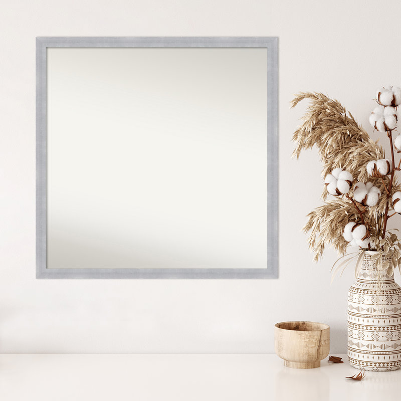 Grace Narrow Non-Beveled Wall Mirror, H 28 po x l 28 po, Nickel brossé