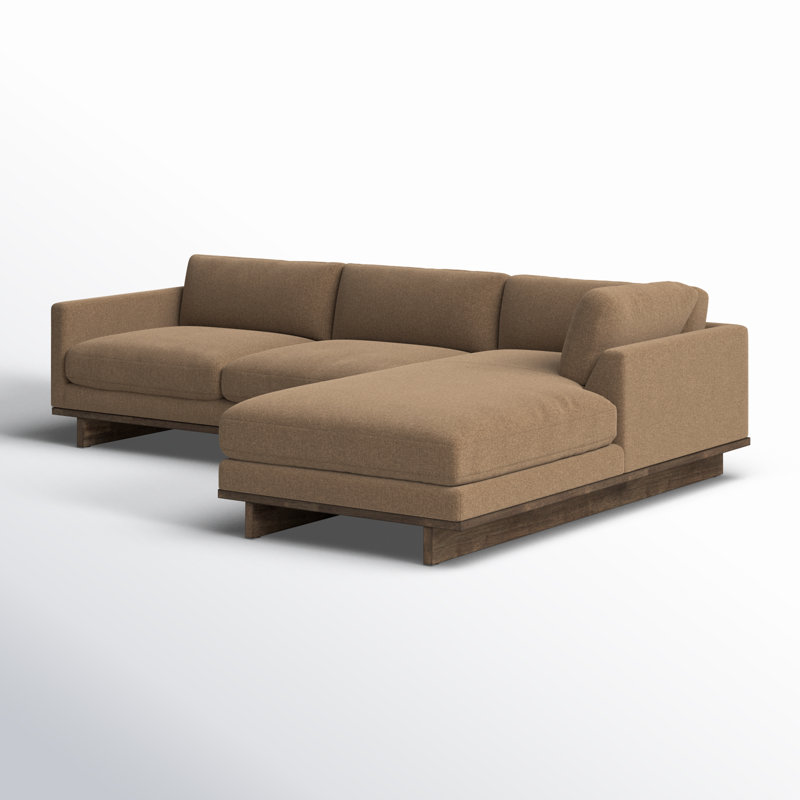 Menades Upholstered L-Shaped Sectional, Right Hand Facing, 32" H x 125" W x 70" D, Antwerp Cafe Linen Blend
