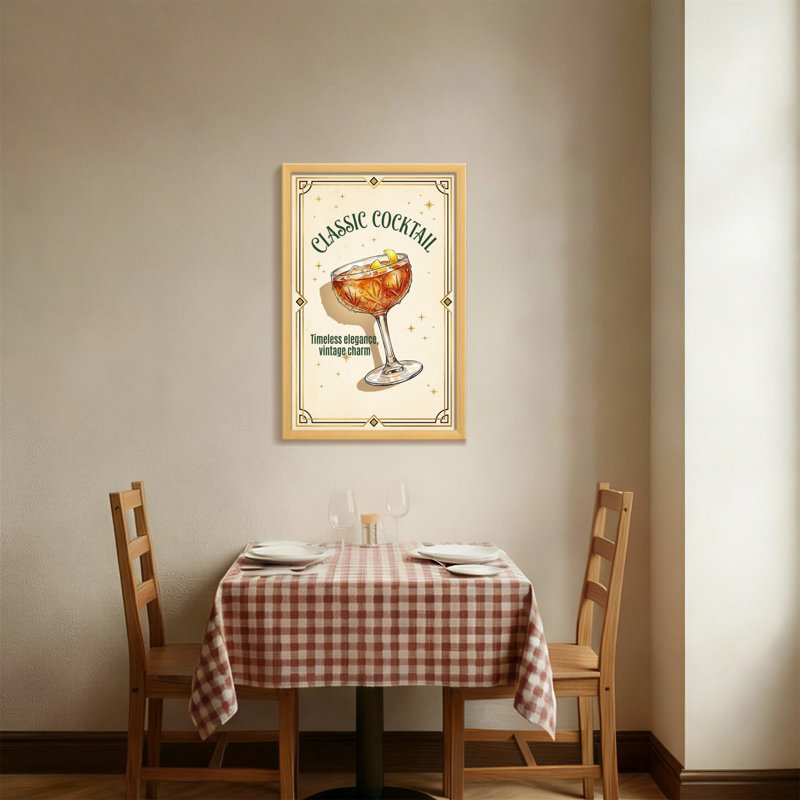 Illustration de mode, cocktail classique, charme rétro, boisson élégante, H 18 po x l 12 po