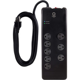 Power Gear 7-ft 8-Outlet Surge Protector, 2100J, Black, 12996