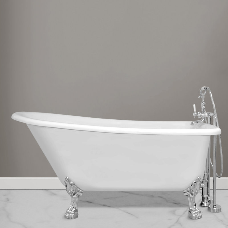 69.25'' x 28.75'' Soaking Acrylic Bathtub with Faucet