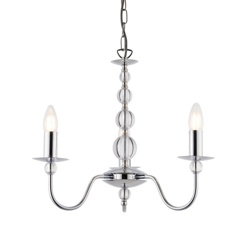 Norfolk 3 - Light Candle Style Chandelier, Polished Chrome