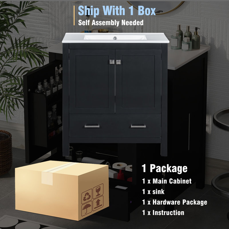 Base de meuble-lavabo simple 30 po seulement en noir