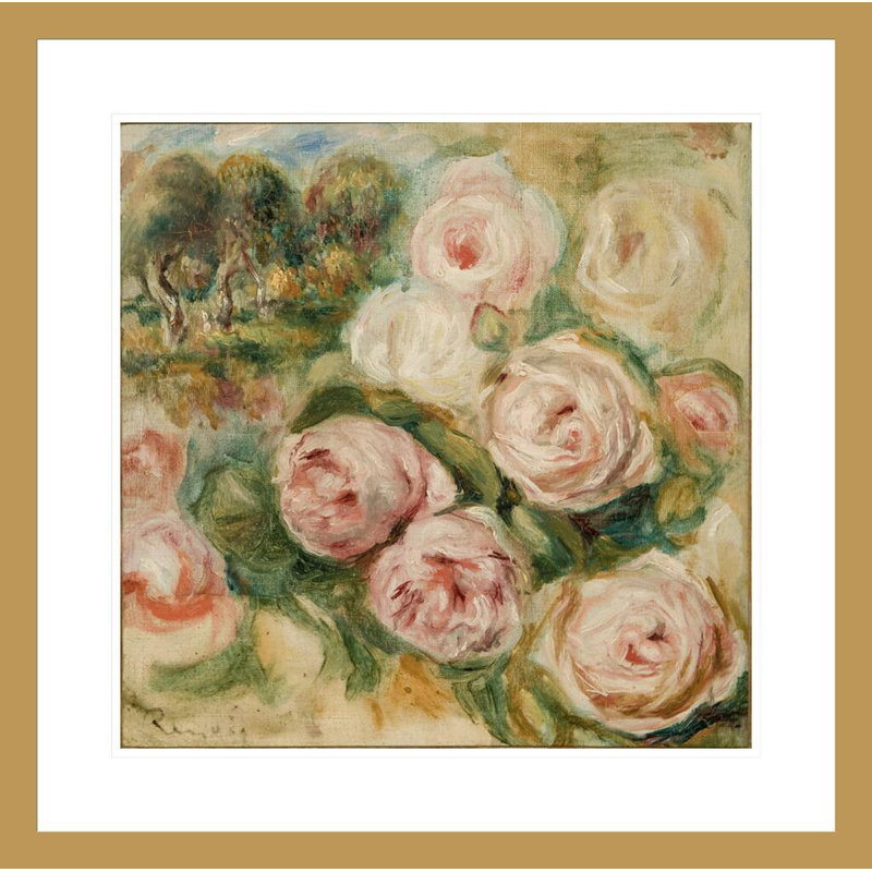 Roses and Landscape, Pierre Auguste Renoir, impression giclée sur cadre, H 23,5 po x l 23,63 po