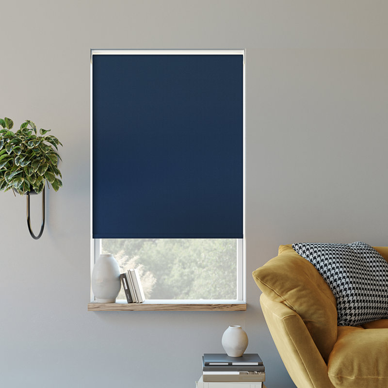 Rideau roulant 100% occultant et texturé Sun Zero Langley, Bleu marine, L 45 po x L 72 po