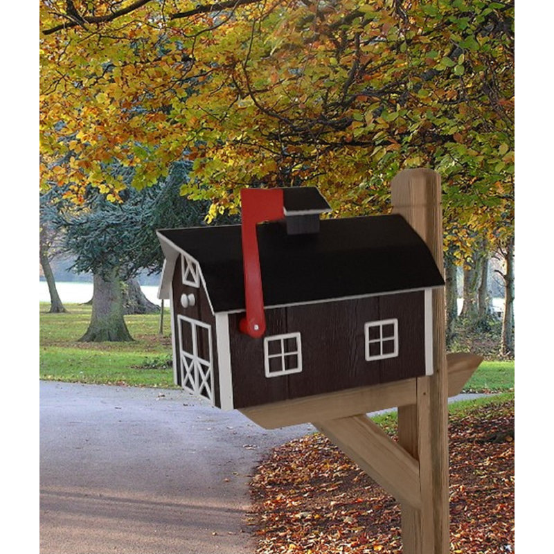 Amish Mailbox + Post Set, Natural, Chestnut