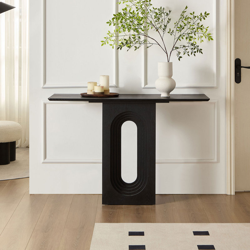 Narrow Console Table with Unique Loopback Design, Black