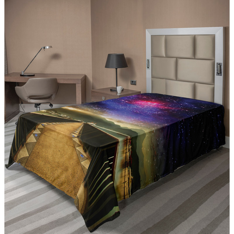 Drap plat Ambesonne Universe Galaxy Cosmos Bridge brun pâle / rose vif, Simple extra long